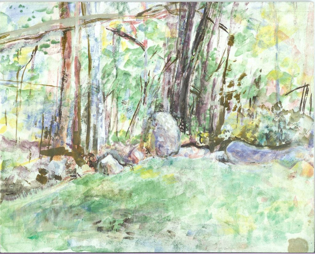 Sarah Sniffen's first sketch/painting in earth and mineral pigments